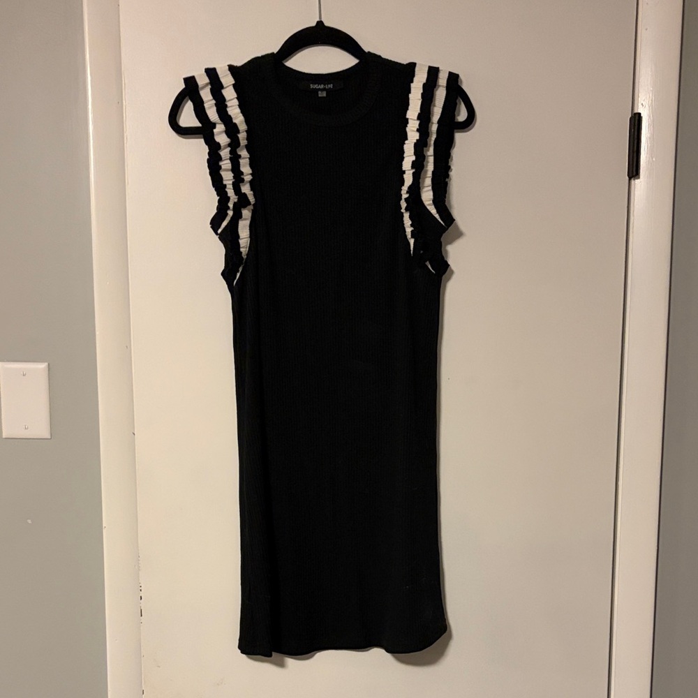 Sugarlips Black and White Ruffle Mini Dress